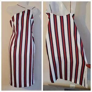 FINDERS XS Striped One-Shoulder Midi Bodycon Dress